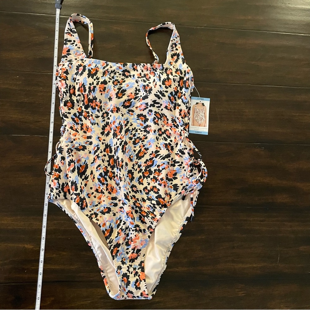 Sanctuary Floral Print One-Piece Swimsuit in White, Black, Orange, Pink, Blue
